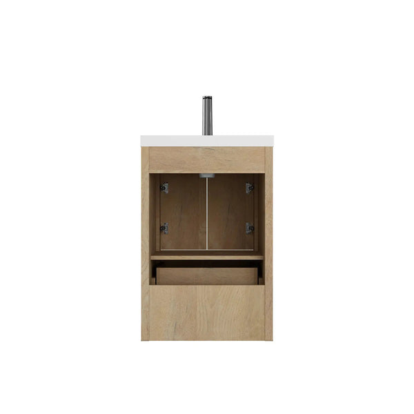 Allier 24'' Nature oak Freestanding Vanity with Gloss White Resin Stone Single Sink TONA Bathroom Furniture