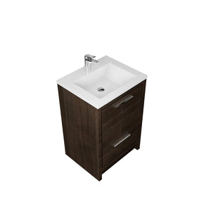 Allier 24'' G.oak Freestanding Vanity with Single White Glossy Sink TONA Bathroom Furniture