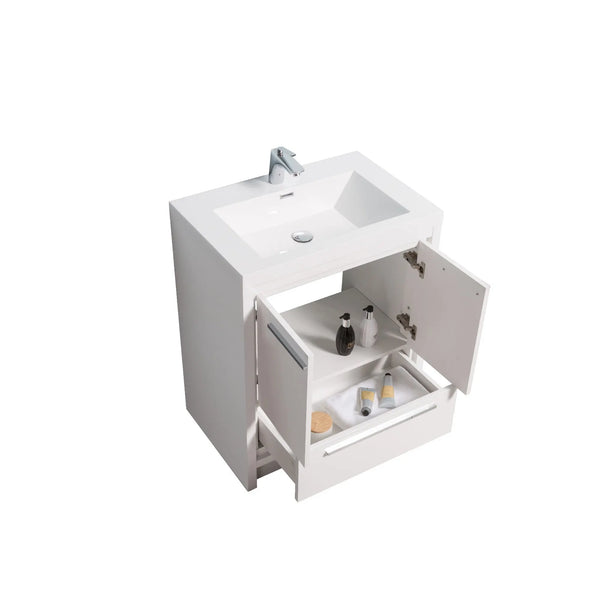 Allier 24'' White Freestanding Vanity with Single White Glossy Sink TONA Bathroom Furniture