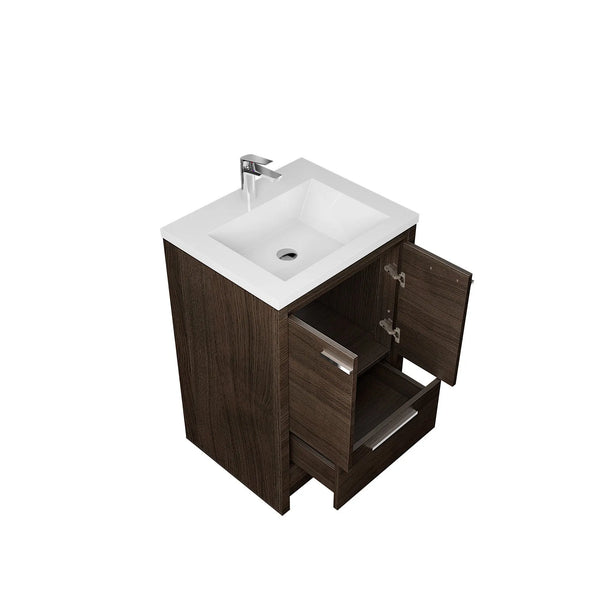 Allier 24'' G.oak Freestanding Vanity with Single White Glossy Sink TONA Bathroom Furniture