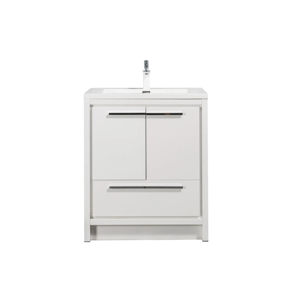 Allier 30'' White Freestanding Vanity with Single White Glossy Sink TONA Bathroom Furniture