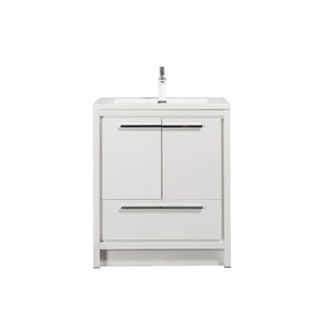Allier 30'' White Freestanding Vanity with Single White Glossy Sink TONA Bathroom Furniture