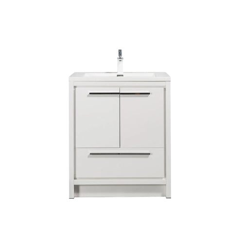 Allier 30'' White Freestanding Vanity with Single White Glossy Sink TONA Bathroom Furniture