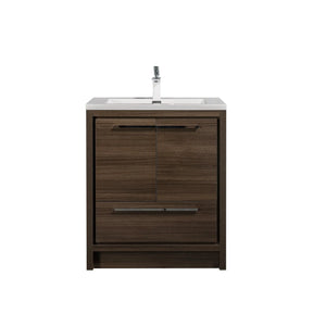 Allier 30'' G.oak Freestanding Vanity with Single White Glossy Sink TONA Bathroom Furniture