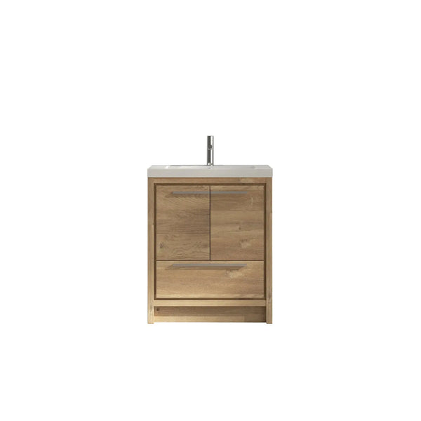 Allier 30'' Nature oak Freestanding Vanity with Gloss White Resin Stone Single Sink TONA Bathroom Furniture