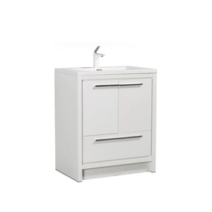 Allier 30'' White Freestanding Vanity with Single White Glossy Sink TONA Bathroom Furniture