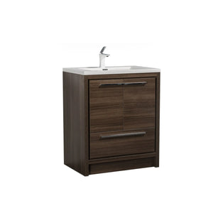 Allier 30'' G.oak Freestanding Vanity with Single White Glossy Sink TONA Bathroom Furniture