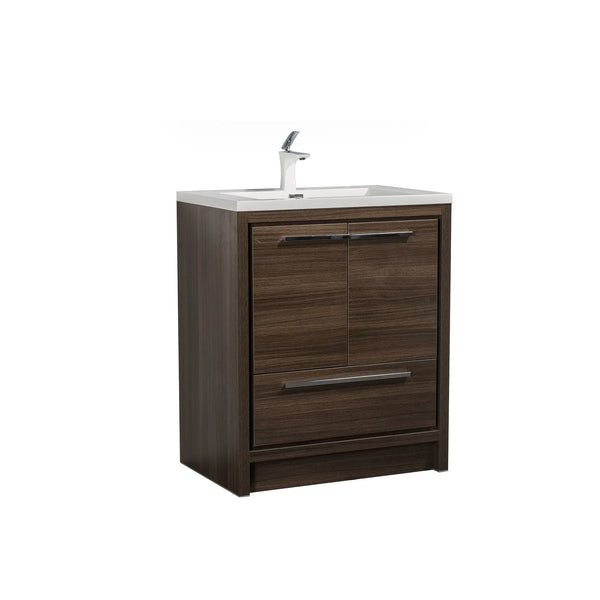 Allier 30'' G.oak Freestanding Vanity with Single White Glossy Sink TONA Bathroom Furniture