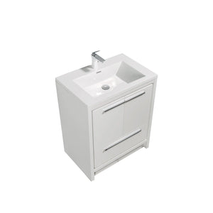 Allier 30'' White Freestanding Vanity with Single White Glossy Sink TONA Bathroom Furniture