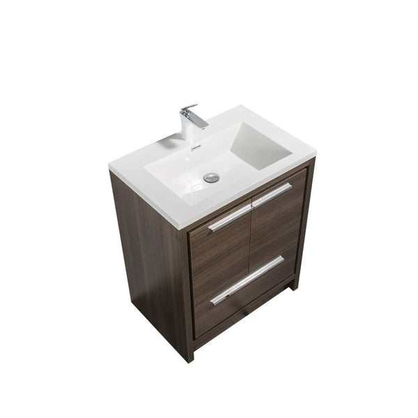 Allier 30'' G.oak Freestanding Vanity with Single White Glossy Sink TONA Bathroom Furniture