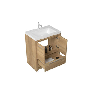 Allier 30'' Nature oak Freestanding Vanity with Gloss White Resin Stone Single Sink TONA Bathroom Furniture