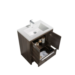 Allier 30'' G.oak Freestanding Vanity with Single White Glossy Sink TONA Bathroom Furniture