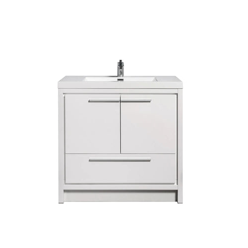 Allier 36'' White Freestanding Vanity with Single White Glossy Sink TONA Bathroom Furniture
