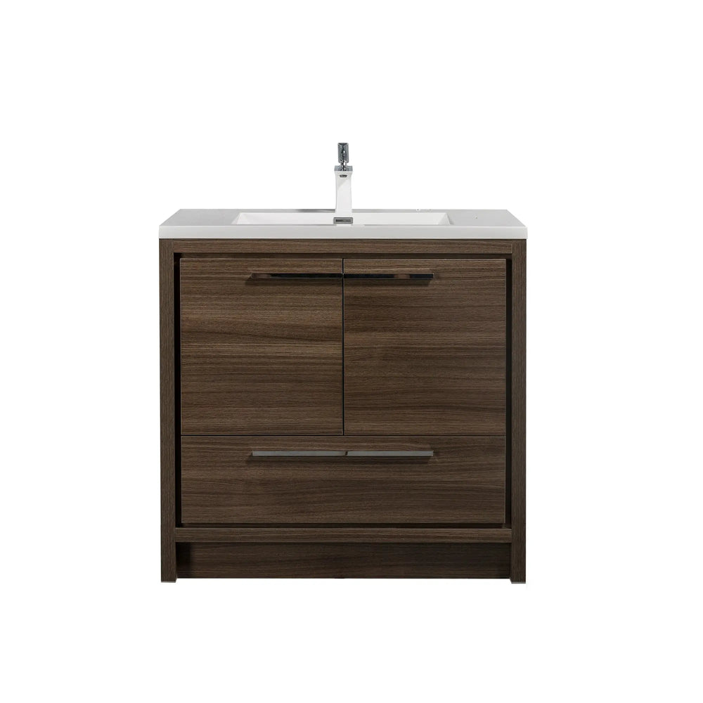 Allier 36'' G.oak Freestanding Vanity with Single White Glossy Sink TONA Bathroom Furniture