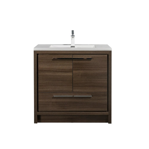 Allier 36'' G.oak Freestanding Vanity with Single White Glossy Sink TONA Bathroom Furniture