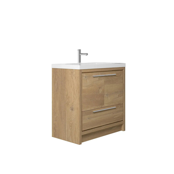 Allier 36'' Nature oak Freestanding Vanity with Gloss White Resin Stone Single Sink TONA Bathroom Furniture