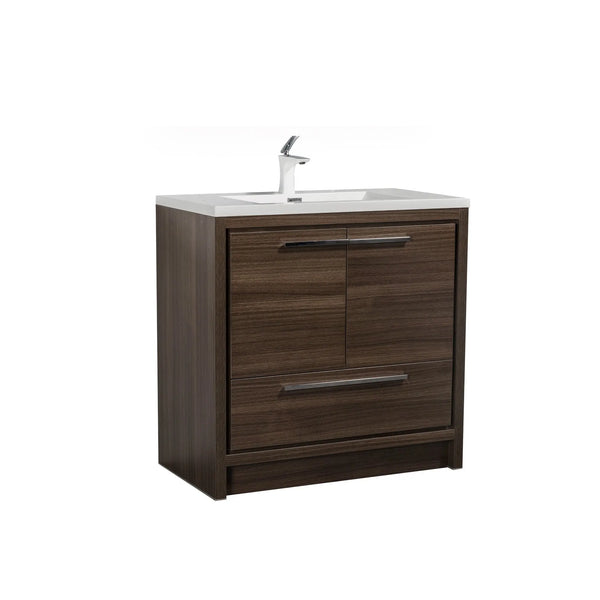 Allier 36'' G.oak Freestanding Vanity with Single White Glossy Sink TONA Bathroom Furniture