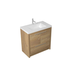 Allier 36'' Nature oak Freestanding Vanity with Gloss White Resin Stone Single Sink TONA Bathroom Furniture