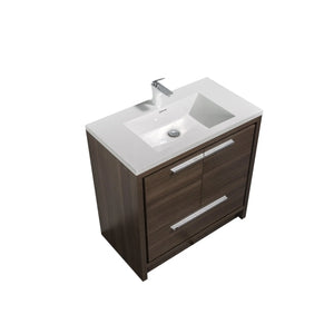 Allier 36'' G.oak Freestanding Vanity with Single White Glossy Sink TONA Bathroom Furniture