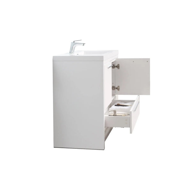 Allier 36'' White Freestanding Vanity with Single White Glossy Sink TONA Bathroom Furniture