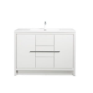 Allier 48'' White Freestanding Vanity with Single White Glossy Sink TONA Bathroom Furniture