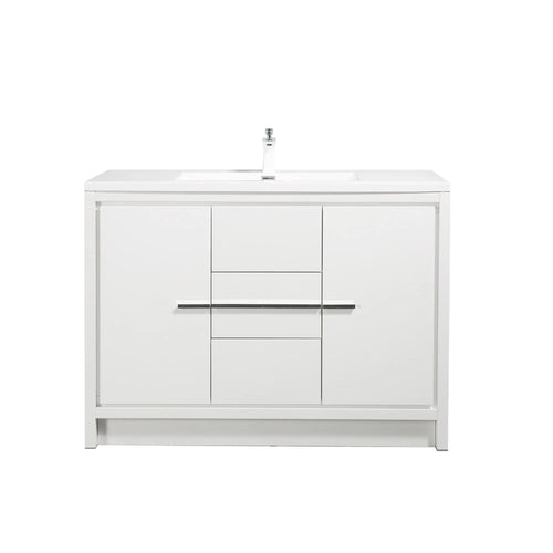 Allier 48'' White Freestanding Vanity with Single White Glossy Sink TONA Bathroom Furniture