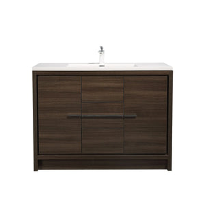 Allier 48'' G.oak Freestanding Vanity with Single White Glossy Sink TONA Bathroom Furniture