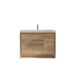 Allier 48'' Nature oak Freestanding Vanity with Gloss White Resin Stone Single Sink TONA Bathroom Furniture
