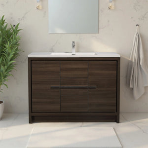 Allier 48'' G.oak Freestanding Vanity with Single White Glossy Sink TONA Bathroom Furniture