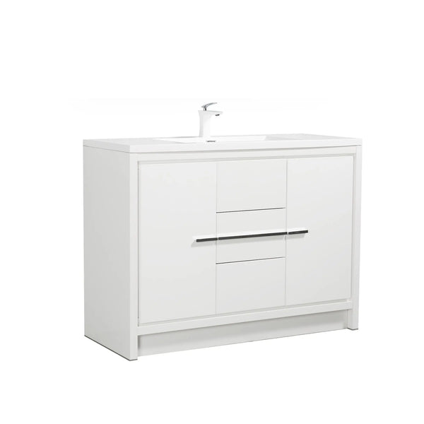 Allier 48'' White Freestanding Vanity with Single White Glossy Sink TONA Bathroom Furniture