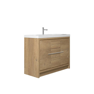 Allier 48'' Nature oak Freestanding Vanity with Gloss White Resin Stone Single Sink TONA Bathroom Furniture