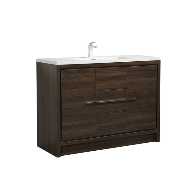 Allier 48'' G.oak Freestanding Vanity with Single White Glossy Sink TONA Bathroom Furniture