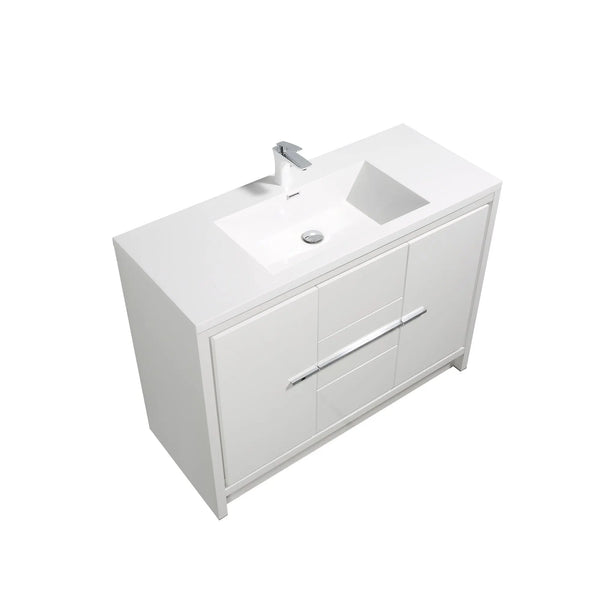 Allier 48'' White Freestanding Vanity with Single White Glossy Sink TONA Bathroom Furniture
