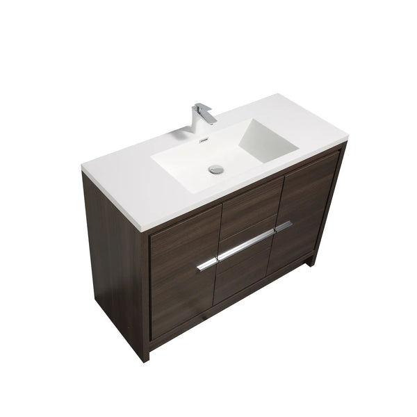 Allier 48'' G.oak Freestanding Vanity with Single White Glossy Sink TONA Bathroom Furniture