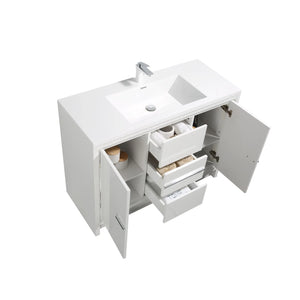 Allier 48'' White Freestanding Vanity with Single White Glossy Sink TONA Bathroom Furniture