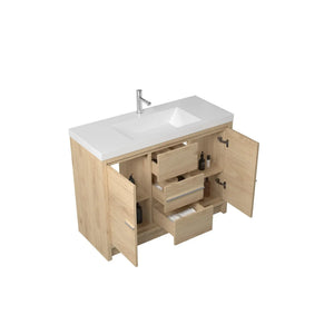 Allier 48'' Nature oak Freestanding Vanity with Gloss White Resin Stone Single Sink TONA Bathroom Furniture