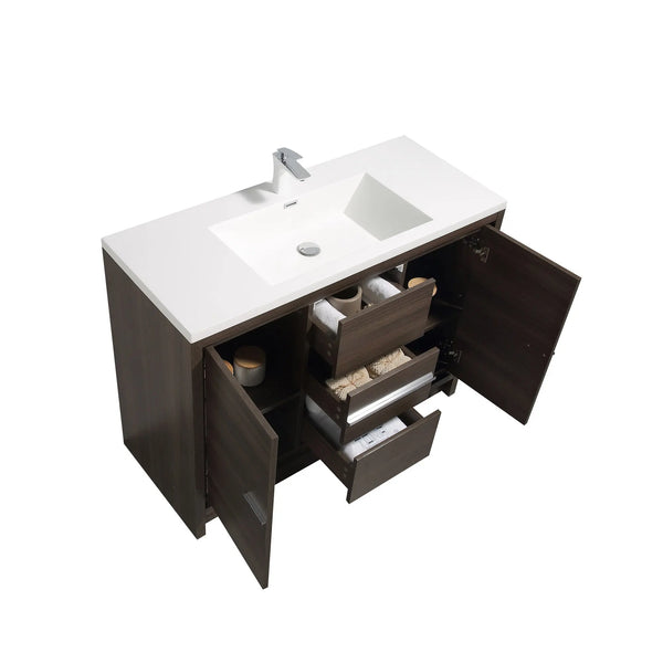 Allier 48'' G.oak Freestanding Vanity with Single White Glossy Sink TONA Bathroom Furniture
