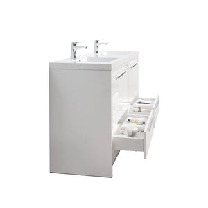 Allier 72'' White Freestanding Vanity with Double White Glossy Sink TONA Bathroom Furniture