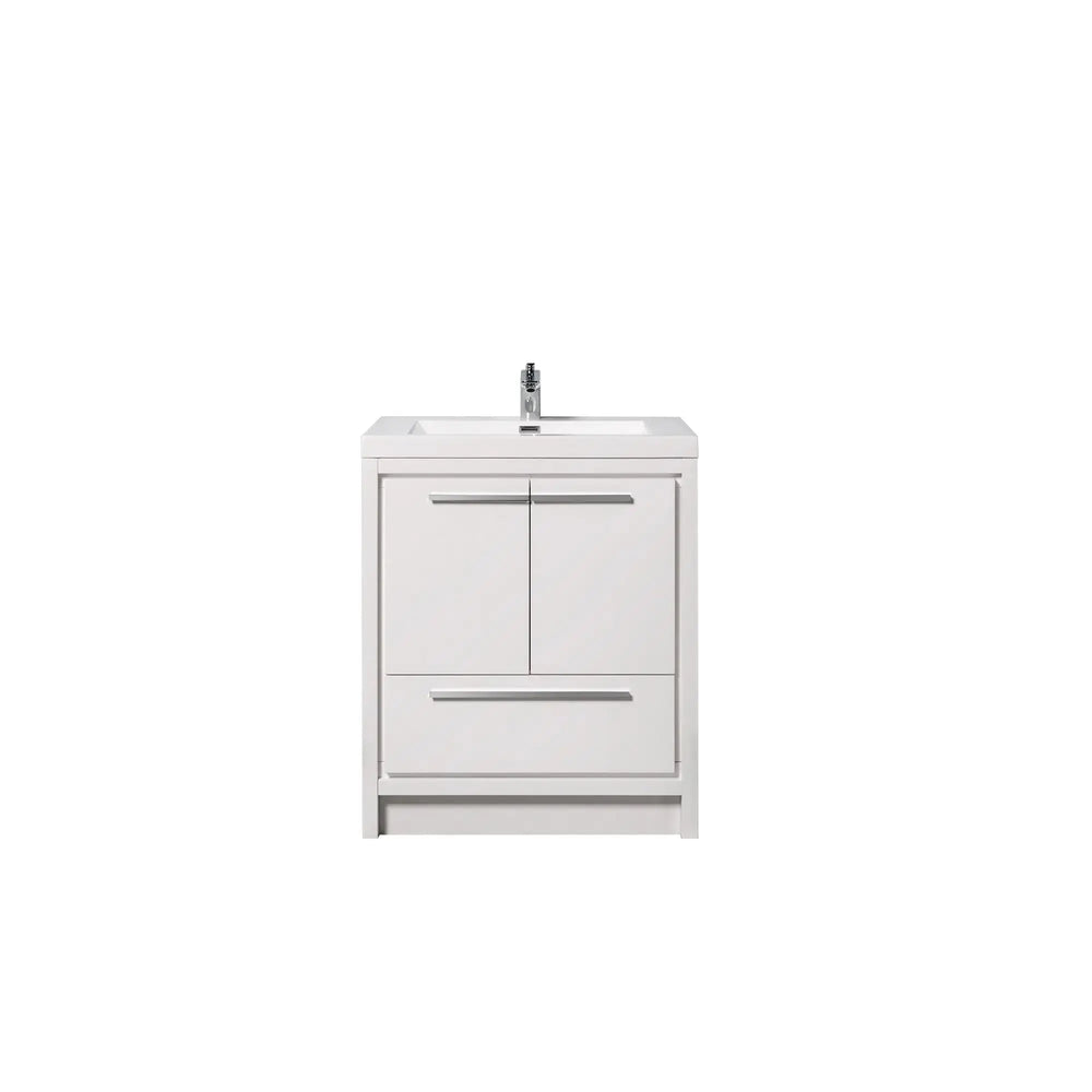 Allier 24'' White Freestanding Vanity with Single White Glossy Sink TONA Bathroom Furniture