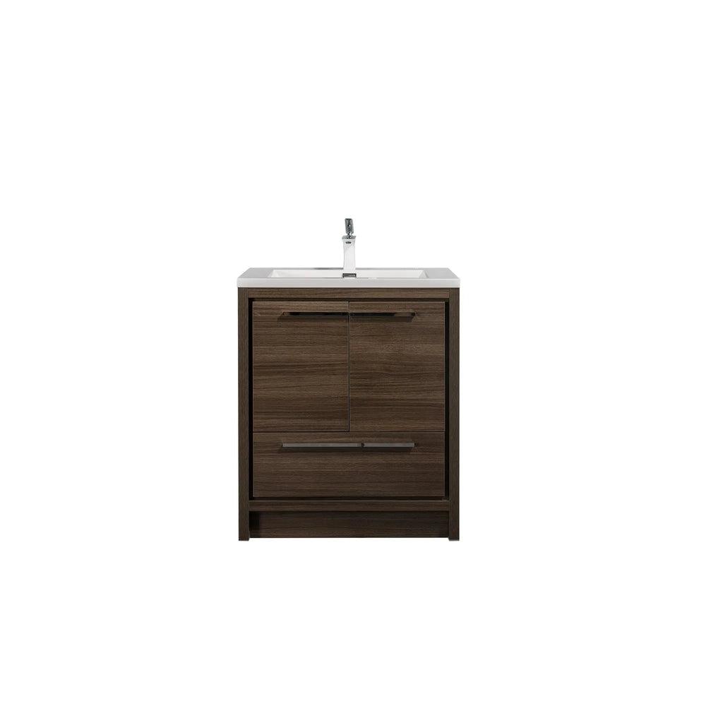 Allier 30'' G.oak Freestanding Vanity with Single White Glossy Sink TONA Bathroom Furniture
