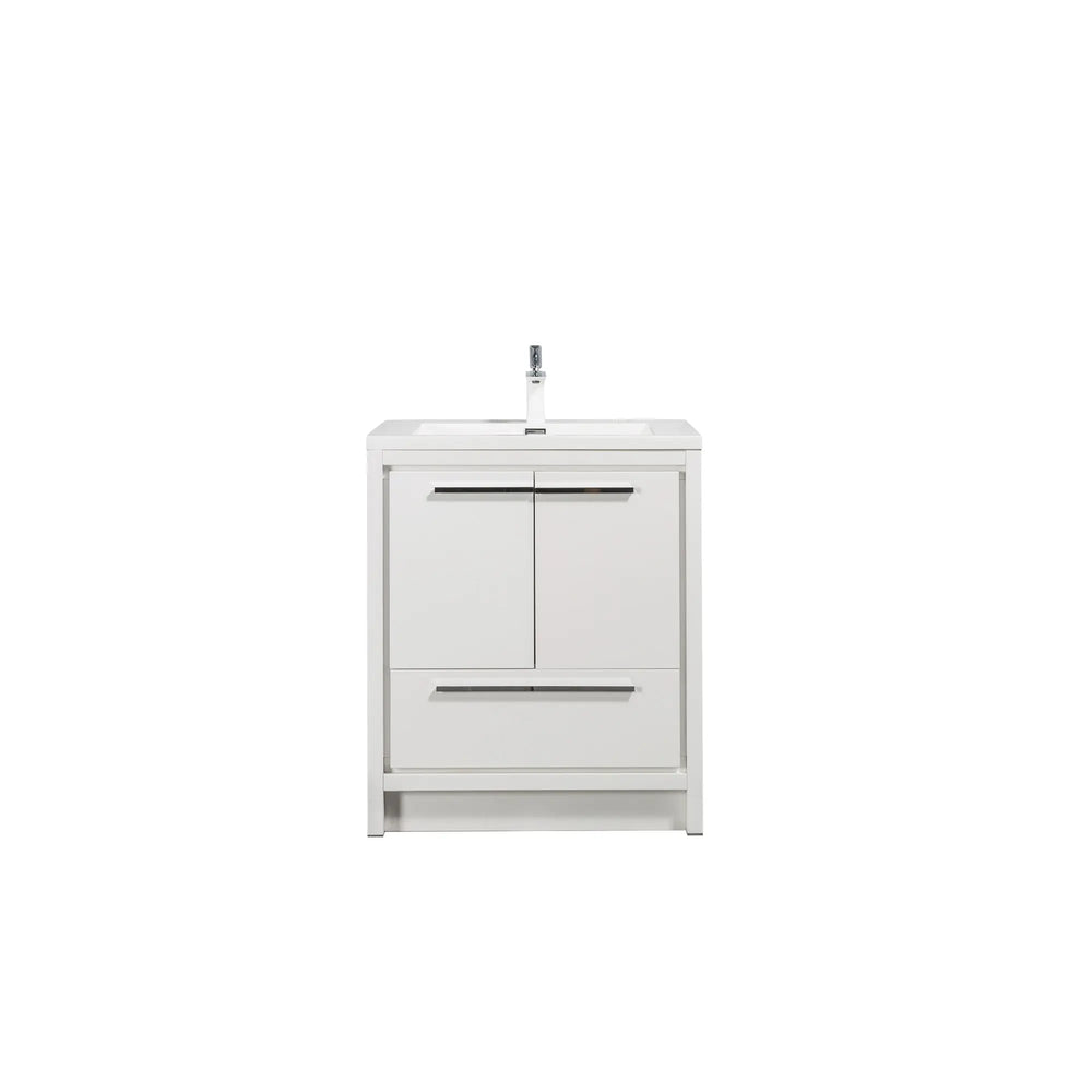 Allier 30'' White Freestanding Vanity with Single White Glossy Sink TONA Bathroom Furniture