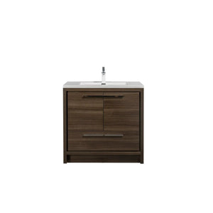 Allier 36'' G.oak Freestanding Vanity with Single White Glossy Sink TONA Bathroom Furniture