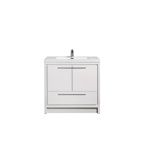 Allier 36'' White Freestanding Vanity with Single White Glossy Sink TONA Bathroom Furniture
