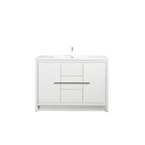 Allier 48'' White Freestanding Vanity with Single White Glossy Sink TONA Bathroom Furniture