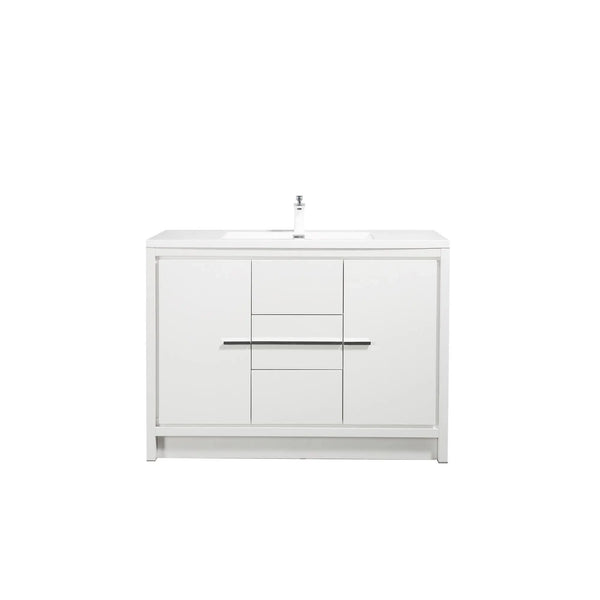 Allier 48'' White Freestanding Vanity with Single White Glossy Sink TONA Bathroom Furniture