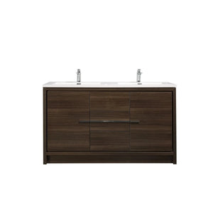 Allier 60'' G.oak Freestanding Vanity with Double White Glossy Sink TONA Bathroom Furniture