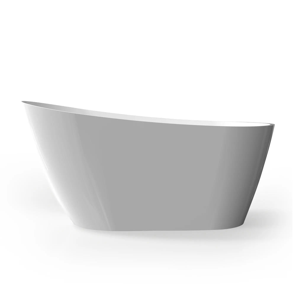 Allure Glossy White Elegant Sloped Freestanding Acrylic Bathtub (59''/67'') TONA Bathroom Furniture