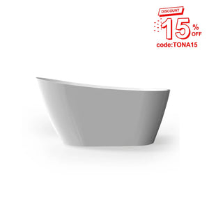 Allure Glossy White Elegant Sloped Freestanding Acrylic Bathtub (59''/67'') TONA Bathroom Furniture