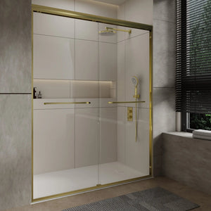 Aluminum Frame 56-60" x 72"  Double Sliding Shower Door in Brushed Gold TONA Bathroom Furniture