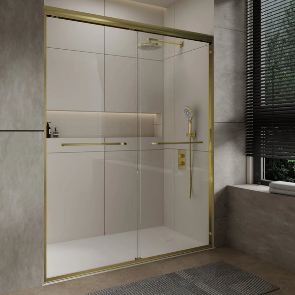 Aluminum Frame 56-60" x 72"  Double Sliding Shower Door in Brushed Gold TONA Bathroom Furniture